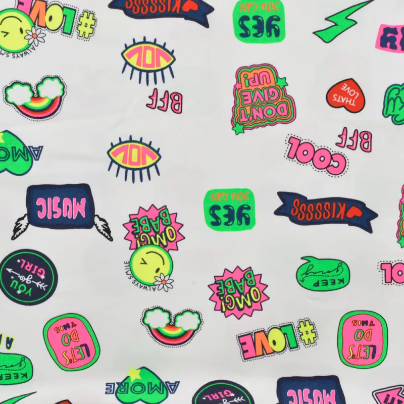 Bomullsjersey - neon stickers